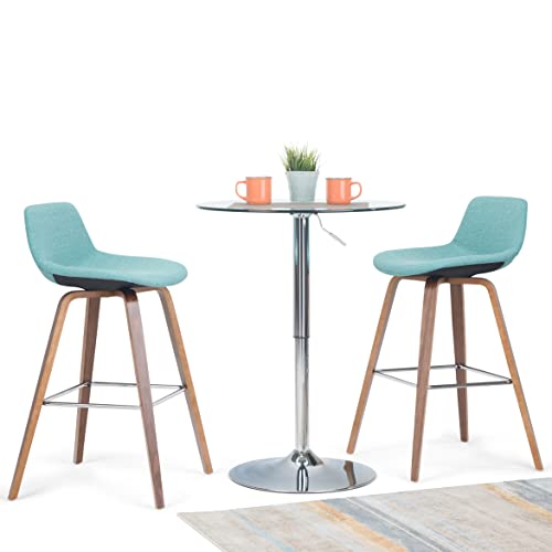 SIMPLIHOME Randolph Counter Stools (Set of 2) - 28 Inch Seat Height Upholstered Bentwood Kitchen Seats in Aqua Blue Linen Look Fabric, Mid Century Modern Seating with Curved Backrest and Footrest - Image 10