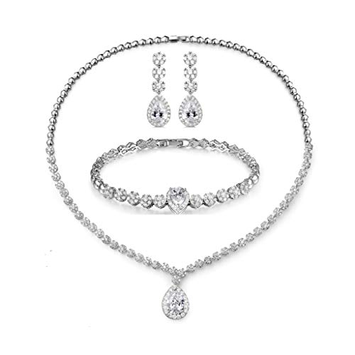 Hadskiss Jewelry Set - Necklace, Earrings & Bracelet with Cubic Zirconia