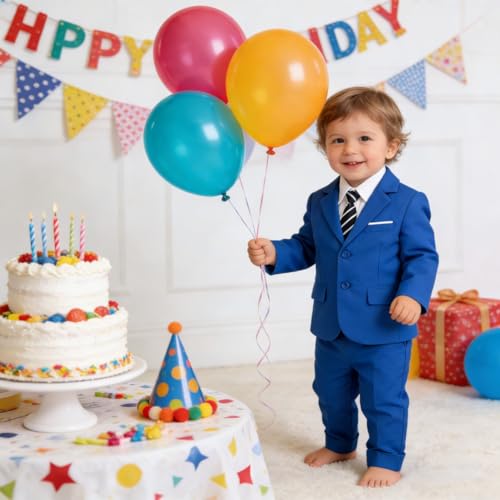 Image of Baby Boy Formal Suit for Toddler Infant Tuxedo Dress Suits | Little Gentleman, Wedding Ring Bearer Outfit, Vest Pants Long-Sleeve Shirt Tie, Birthday Party Christmas Prom, Classic