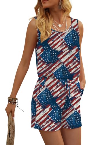 Image of DouBCQ Womens Summer Casual Sleeveless Loose Jumpsuits Romper with Pockets