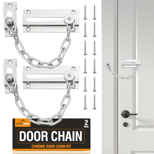 SOL 2pk Chrome Door Chain Kit – Restrictor for Front Door – Heavy-Duty Door Safety Chain Lock for Home Security, Added Protection, Peace of Mind, Durable Metal Construction, and Easy Installation