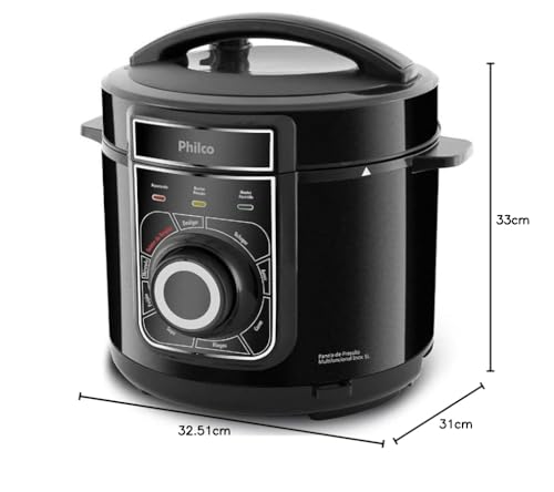 PANELA DE PRESSAO MULTIFUNCIONAL INOX PPP02PI 127V, PHILCO, Preto