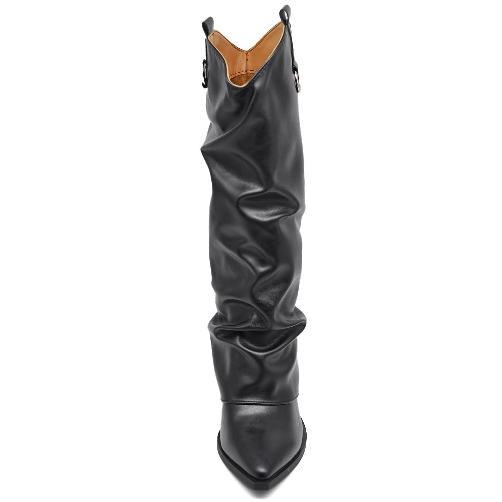 IF Fashion Scarpe Stivali Texani Arricciati Da Donna Con Ghetta Risvolto MP627
