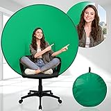 JS JULIUS STUDIO (Gen) 56in / 142cm Chromakey Green Screen Round Chair Backdrop Patented,Foldable Collapsible Pop Up Webcam Background,Streaming,Video,Conference,True Chroma Key Color,JSAG836,PPH625