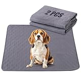 24x18 in Washable Pee Pads for Dogs,2 Pack Reusable Puppy Pads,Waterproof Non-Slip Pet Pee Pads ,4 Layer Design Pet Training Pads for Dogs, Cats, Bunny(Grey