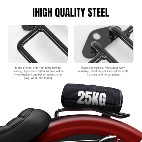 DREAMIZER Solositz Gepäckträger Kompatibel mit Harley, Chrom Motorrad Heckkotflügelträger für Sportster XL883 1200 2004-2015 (Schwarz)