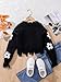 Ecolala Girls Floral Print Pullover Sweaters V Neck Long Sleeve Cute Crop Tops Black 9-10Y