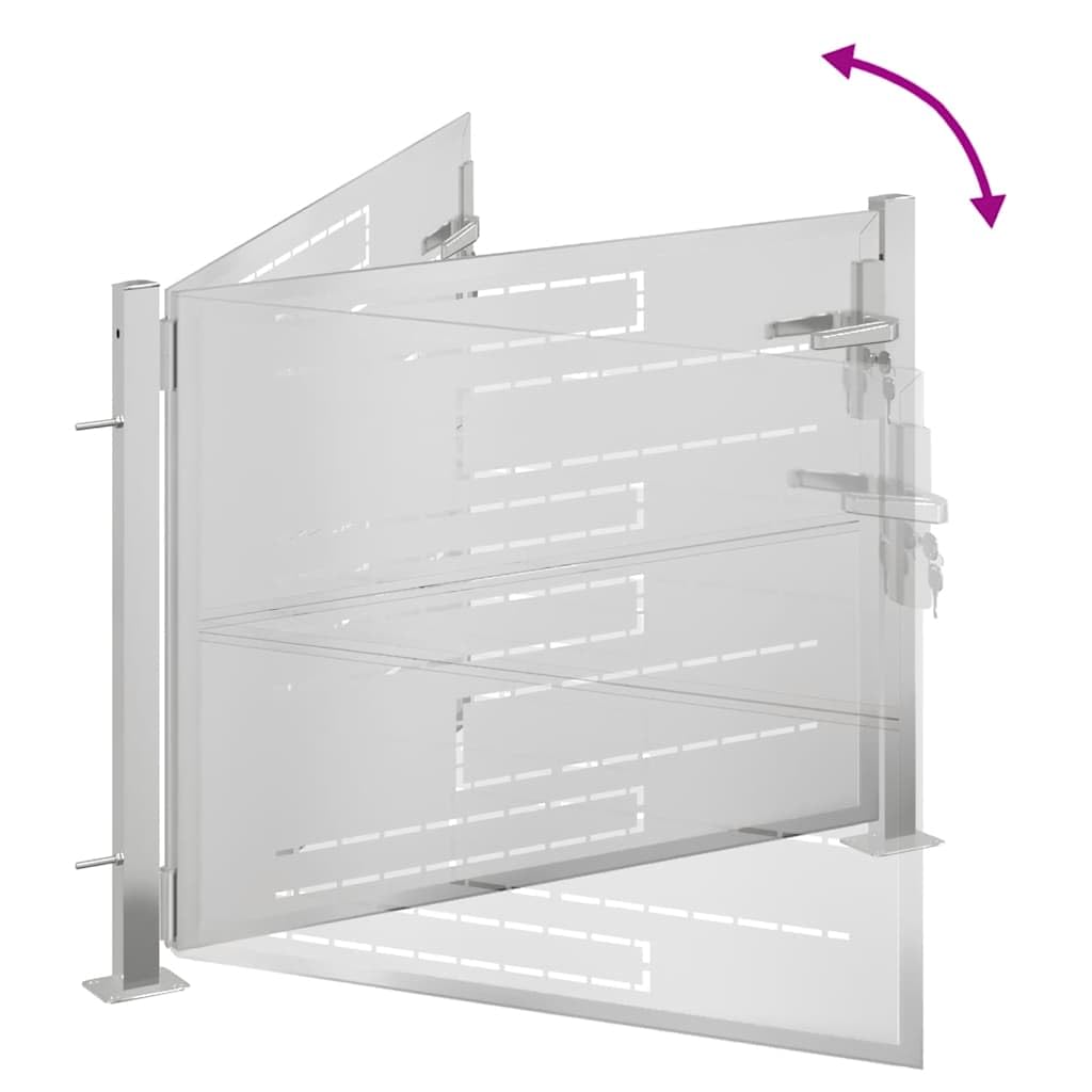 vidaXL Puerta de Jardín, Puerta de Seguridad con Cerradura, Puerta de Entrada, Puerta de Valla para Jardín Patio, Acero Inoxidable