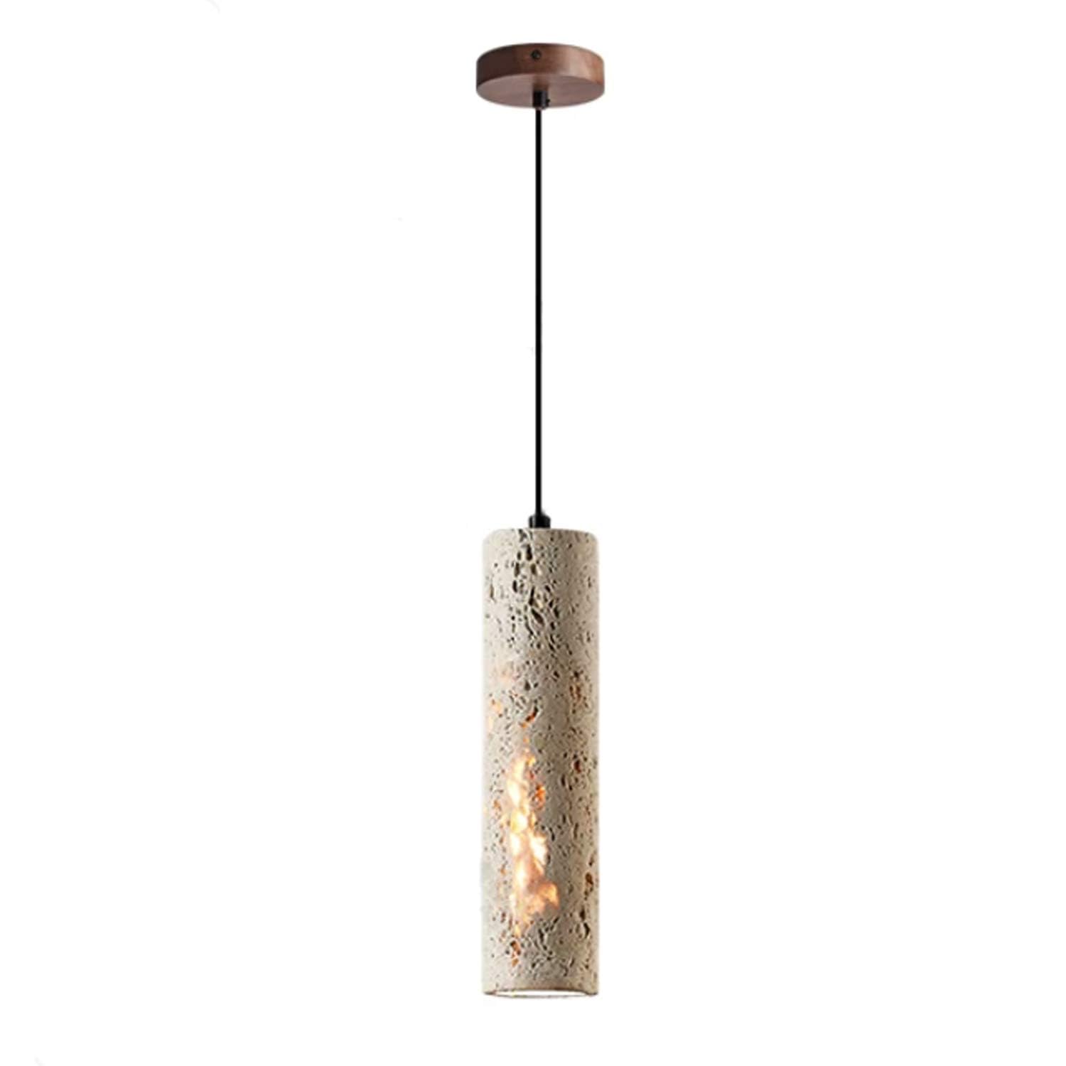 USMJQVZ Wabi-Sabi Nordic Natural Stone Ceiling Pendant Light Yellow Cave Stone Chandelier Vintage Farmhouse Travertine Hanging Light Fixture Bedside Restaurant Bar Kitchen Hanging Lamp