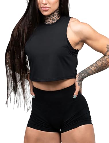 Hanyomo Donne Yoga Allenamento Canotte Fitness Culturismo Gilet Corto Atletico Camicie Senza Maniche 2557 Nero S
