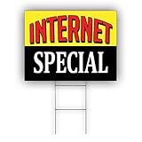 Internet Special Internet Provider Cheap Inexpensive Fastest Max Speed Good Service Discount Package Affordable Advertising Indoor Outdoor Coroplast Yard Sign with H-Stakes 18'x24' Single Sided