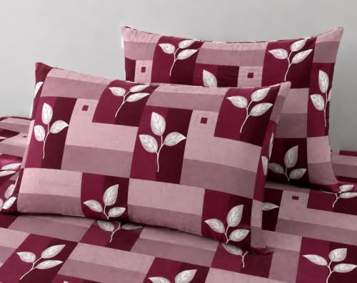 Image of Super King Size Bedsheet, 108X120 Inch, 10 Feet Bedsheet, 240 TC Soft Rich Glace Cotton Fabric, XXXL Size with 2 Pillow Covers (Dark Pink)