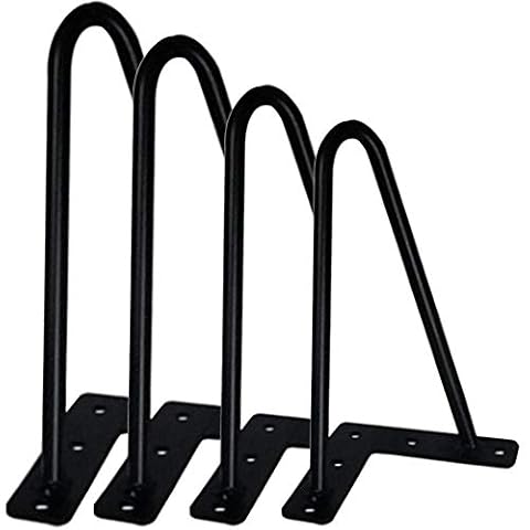 XIAOYUE 4 sztuki czarnych szpilek do włosów, metalowe nóżki, wysokowydajne nogi stołowe do stolików nocnych, stolików kawowych, biurek, barków, 58 cm