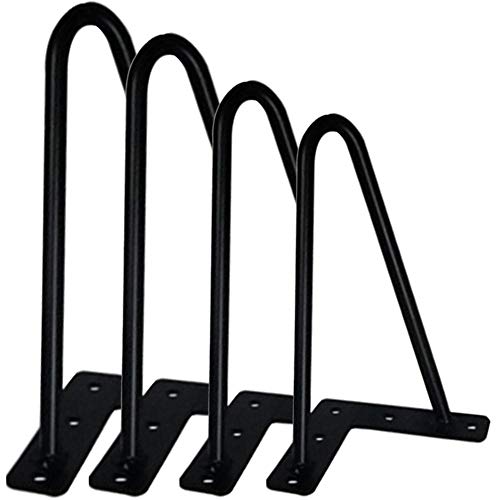 XIAOYUE 4 sztuki czarnych szpilek do włosów, metalowe nóżki, wysokowydajne nogi stołowe do stolików nocnych, stolików kawowych, biurek, barków, 58 cm
