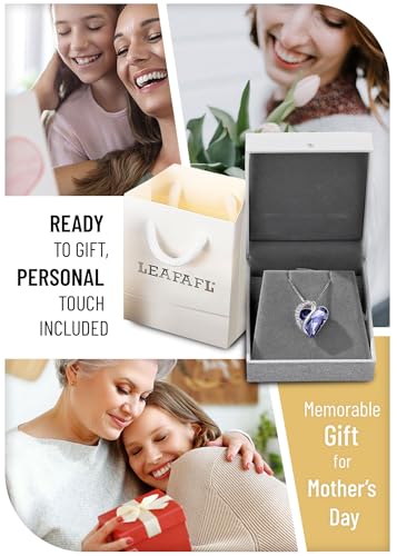 Leafael Mothers Day Gift Necklaces for Women, Infinity Love Heart Pendant with Tanzanite Purple Birthstone Crystal for February, Silver Plated Jewelry Gifts for Mom and Wife, 18 plus 2 inch Chain