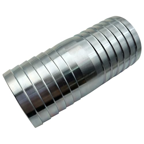 Image of SAFBY 2 inch Stainless Steel Hose Barb Fitting - Straight Barbed Splicer Mender Coupler with 4PCs Hose Clamps (304 SS) for Oil, Water