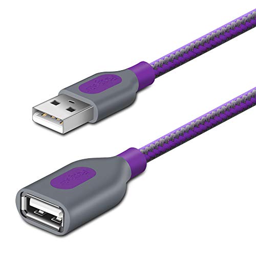 Fasgear - Cable alargador USB 2.0 (1,8 m, nailon trenzado, cable de extensión macho a hembra)