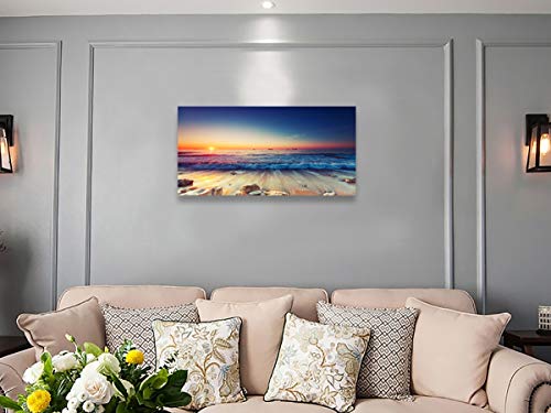 Beach Wall Art Sea Ocean Landscape Picture Print Canvas Wall Art Modern Giclee Artwork Home Decor Stretched And Framed Ready To Hang,2Cm Thick Frame, Waterproof Artwork #TOP7