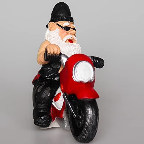 Nezababy Funny Garden Gnome Decoration Riding Motorcycle Statues Naughty Figurines Outdoor Indoor Lawn Yard Patio Sculptures Resin, Red #TOP5