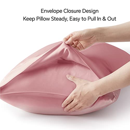 Image of BEDELITE King Pillow Cases Set of 2, Rayon Derived from Bamboo, Rose Pink | Cooling and Breathable Pillow Cover for Hot Sleepers & Night Sweats, Silky Soft Cozy, Envelope Closure, 20x36 Inches