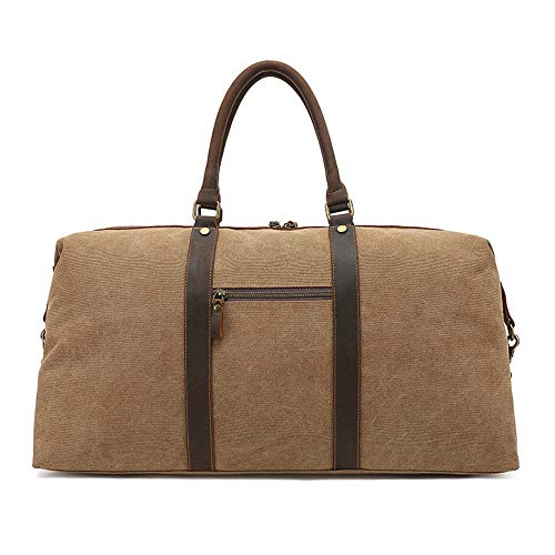 Duffle Bag Canvas Weekend Bag Waterproof Tote Bag Gym Sports for Travel, Workout(Khaki)3