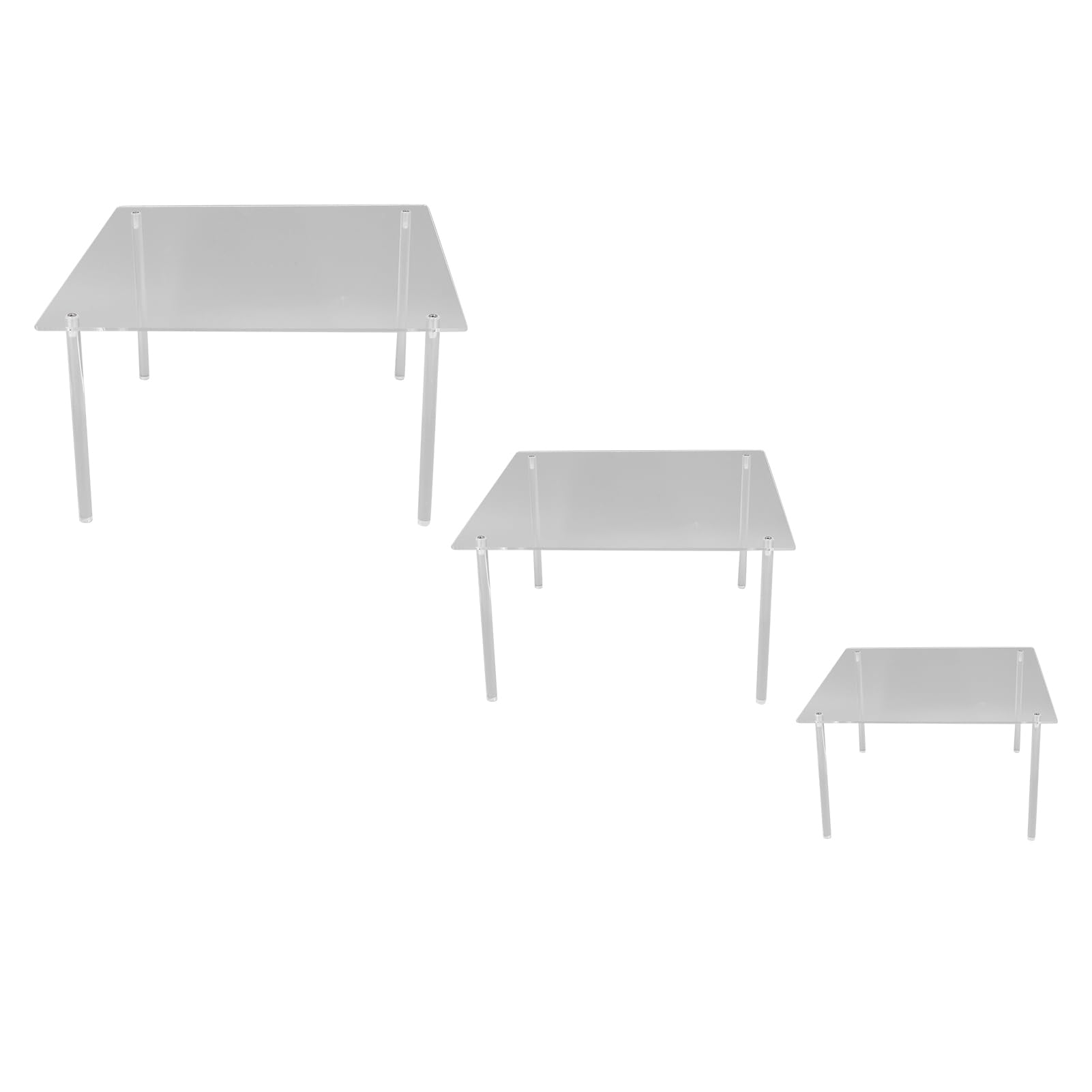 Tyenaza 3 Pezzi Espositore Acrilico Trasparente per Display,Alzate di Display Acrilico 3 Gradini per Catering e Buffet e Negozi, Alzata per Torta Quadrata in Acrilico Alzata per Cupcake