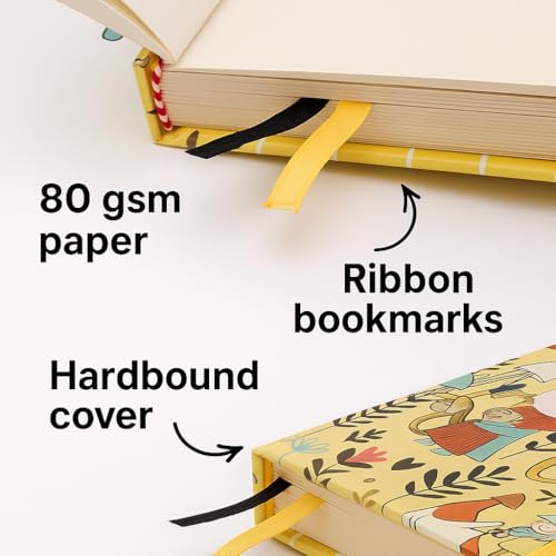 Image of COI Magical Hardbound Notebook 5.5x8.5″ - 192 Unruled Pages, 80 GSM Natural-Shade Paper, Elastic Band & Dual Ribbon Bookmarks