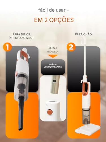 Aspirador de Pó Vertical 8 em 1 (127V), Aspirador de mão pequeno de sucção potente com filtro HEPA,