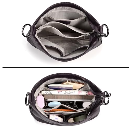Image of YALUXE Women's Real Leather Shoulder Bags Hobo Handbags Purse Crossbody Bag