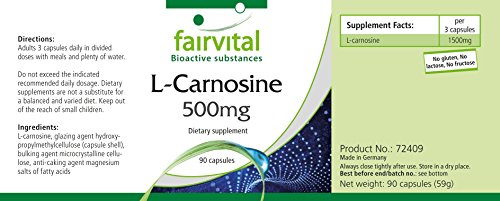 L-carnosine 500mg - HOOG GEDOSEERD - VEGAN - 90 capsules - aminozuur - Image 4