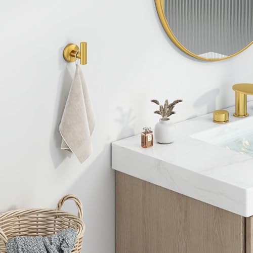 Image of Angle Simple Towel Hook for Bathroom, Bath Towel Holder, Brushed Dark Gold