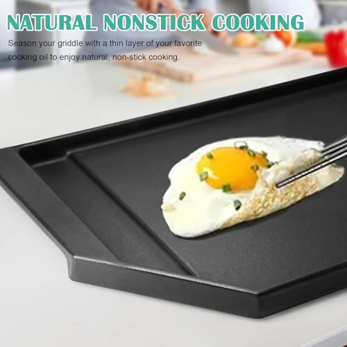 Image of Cast Iron Griddle Replacement for GE Stove Top - Gas Griddle Plate for GE JGP5030SLSS, JGP5030DLBB, Cafe CGP9530SLSS, Profile PGP7030SLSS, PGP7030SL1SS, PGP9030SLSS 5 Burner Cooktop Pan