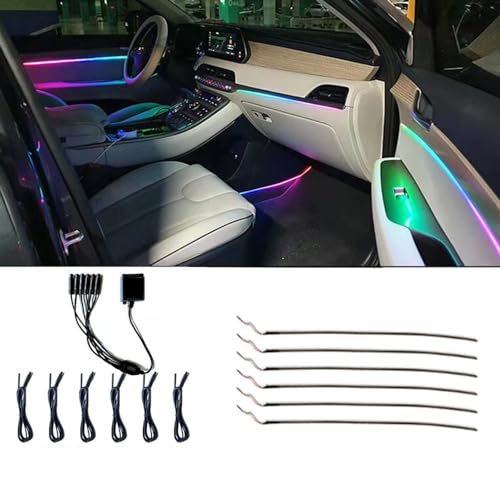 Car Interior led Ambient Lighting, Symphony RGB Car LED Strip Light, 6 in 1 with 204 inches Acrylic Fiber Optic, Multicolor Ambient Lighting Kits, Music Sync Rhythm,Sound Active Function