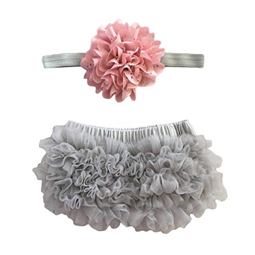 Piper Larue Ruffle Bloomer & Lace Flower Infant Headband, Pink, Size Newborn