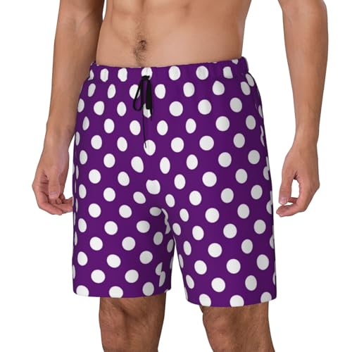 Purple Polka Dot Funny Men's Swim Trunks Board Shorts Quick Dry-3