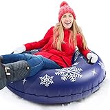 Jasonwell Snow Tube Inflatable Snow Sled Toboggan Snow Toys for Kids and Adults Heavy Duty Inflatable Snow Tube Winter Outdoor Toys for Kids Toddlers Adults (Snowflake)