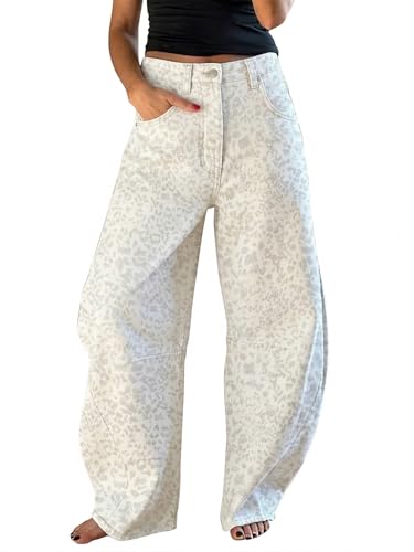 EXLURA Barrel Jeans Women Y2K Boyfriend Denim Pants Casual Baggy Jeans
