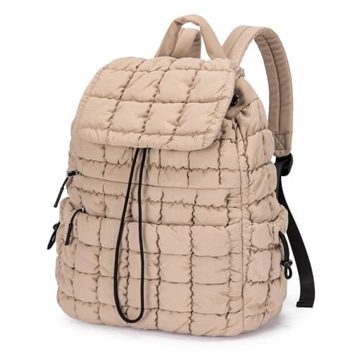 CLUCI Puffy Quilted Women's Backpack Khaki