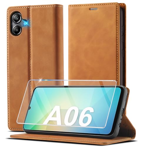 Étui en cuir pour Samsung Galaxy A06 avec protection écran amovible