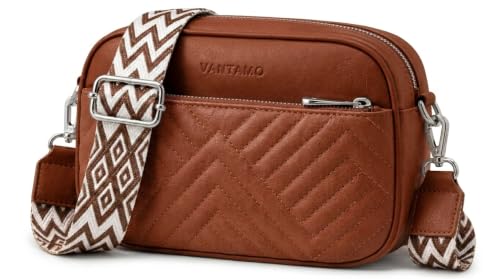Image of Vantamo Premium Quilted Crossbody Bags for Women with Anti-Pickpocket Clip, Vegan Leather Handbags, Travel Purses for Women