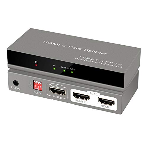 NEWCARE HDMI Splitter 1 in 2 Out 4K@60Hz HDMI Splitter Support HDR,3D,HDMI2.0, YUV 4:4:4,HDCP2.2 for Apple TV Roku Fire TV Stick HDTV PS4 Xbox