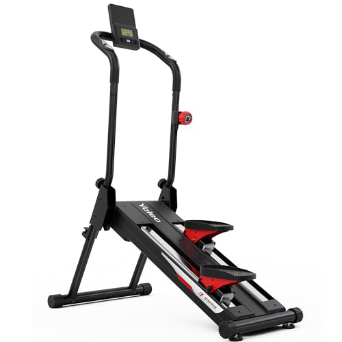 YOLEO Magnetic Stair Steppers for Exercise at Home, 16-Level Adjustable Resistance Up to 130LB, Folding Cardio Stairmaster with 28\'\'Extended Stride&Low Noise,Stair Climber with HR Sensor for Full Body