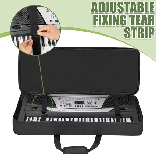OUUTMEE 61 Key Keyboard Gig Bag with Adjustable Straps and 6-Pocket for Keyboard Accessories, Portable Electric Piano Padded Keyboard Case with 10mm Cotton 600D Oxford Cloth 40.5'' x 6 ''x 15.7'' - Image 3