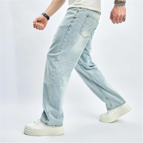 Men Loose Style Straight Jeans Trousers Street Male Solid Denim Pants for3