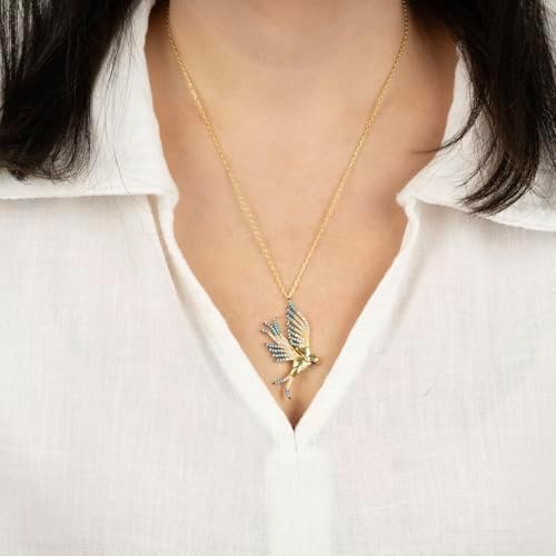 Kayra Mücevher Hüma Kuşu Kolye - 14 Ayar Altın, 925 Ayar Gümüş, Altın Kaplama (Mavi Gümüş) - Görsel 3