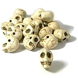 20 Natural Bone Colored 1/2 inch Horizontal Synthetic Magnesite Skull Shaped Skeleton Stone Beads
