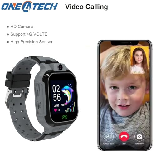 Image of Smart Watch for Kids with GPS Tracking, 2-Way Video & Voice Calling, Geofencing, and 4G SIM Compatible, SOS,Alarm, Games, HD Touch Screen Phone Watch Best Gift for Kids (Black)