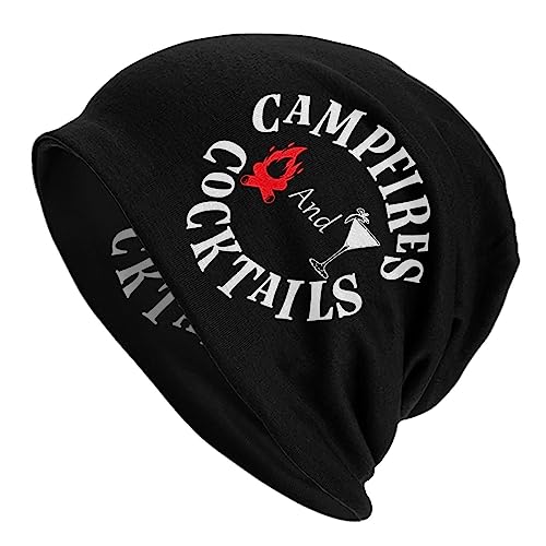 Ligero Beanie Gorro De Punto,Fogata Y Cócteles,Sombreros De Invierno,Cálidos Gorro Ciclismo para Running,Mujer,Adulto