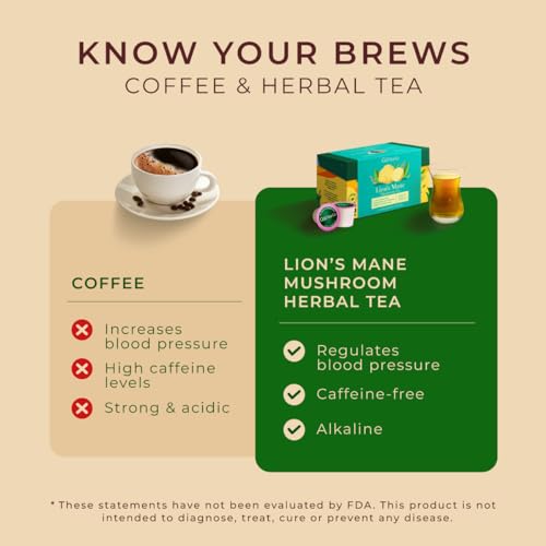 Image of Gya Tea Co Lion's Mane Mushroom Tea Gift Set (16 Count) - Decaf Tea Pod for Lovers Get Well Gifts - Manually Harvested - Enjoy Hot or Iced