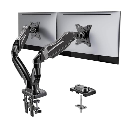 Soporte doble monitor orientable con doble sistema de fijación C-Clamp